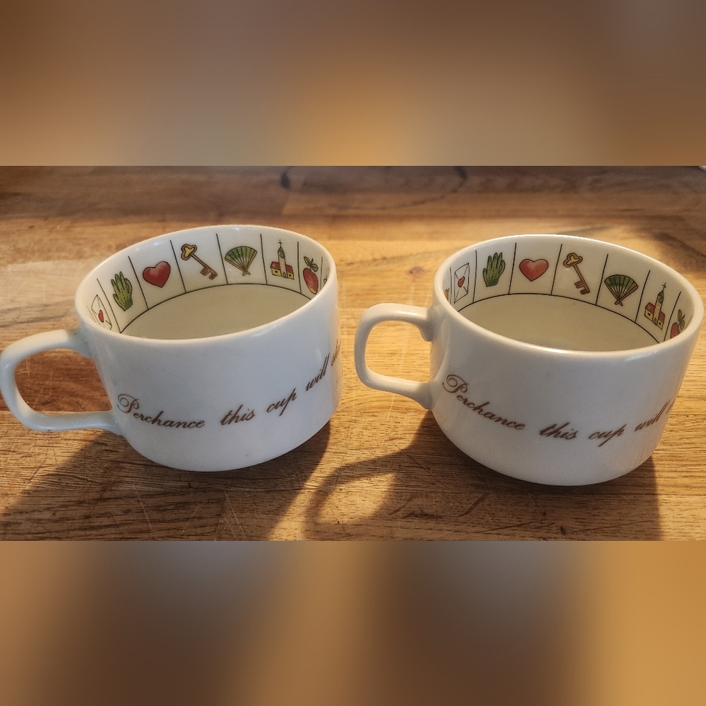 Vintage Fortune Telling Ceramic Tea Cup Set